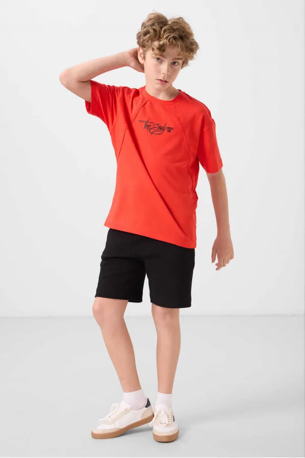 Tommylife Toptan Pamuklu Yumuşak Dokulu Oversize Fit Baskılı Erkek Çocuk T-Shirt 11285 Fiesta