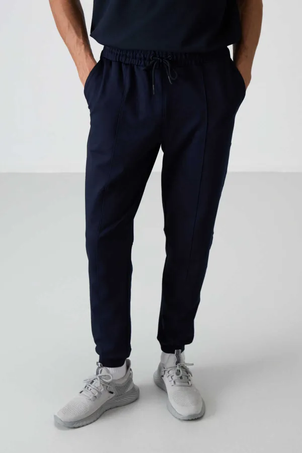 Tommylife Toptan Comfort Fit Nakışlı Erkek Jogger Eşofman Alt 82123 İndigo