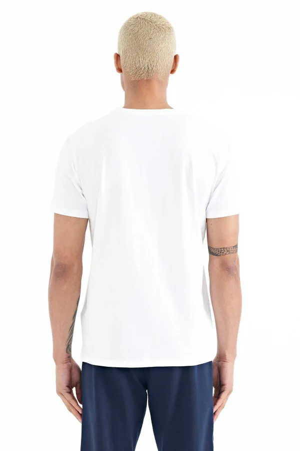Tommylife Wholesale Oscar Crew Neck Standard Fit Printed Men's T-Shirt 88226 White