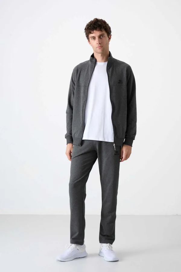 Survêtement zippé confortable Tommylife pour homme, vente en gros, 85072, anthracite chiné