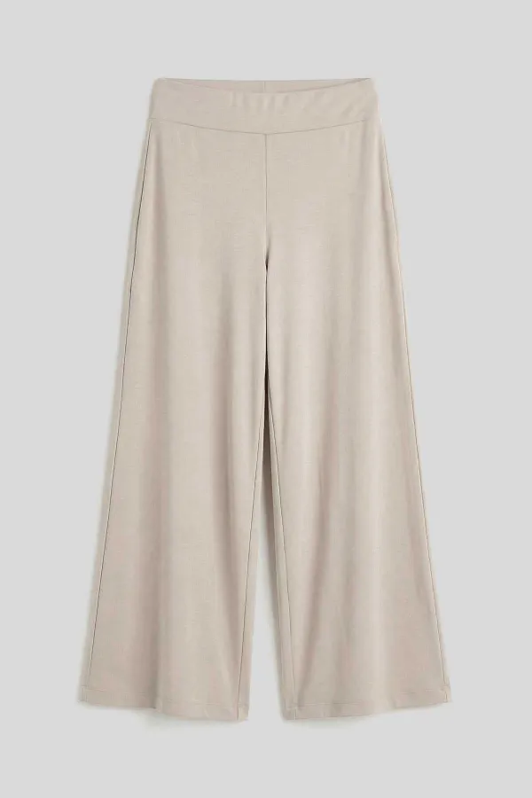 Tommylife Wholesale Beige Comfort Fit Wide Leg Corset Palazzo Women's Trousers - 94681 Tommylife Wholesale Beige Comfort Fit Wide Leg Corset Palazzo Women's Trousers - 94681