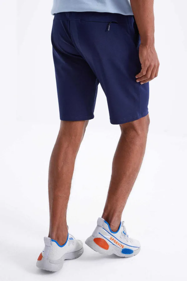 Tommylife Toptan İndigo Bağcıklı Standart Kalıp Basic Erkek Şort - 81212