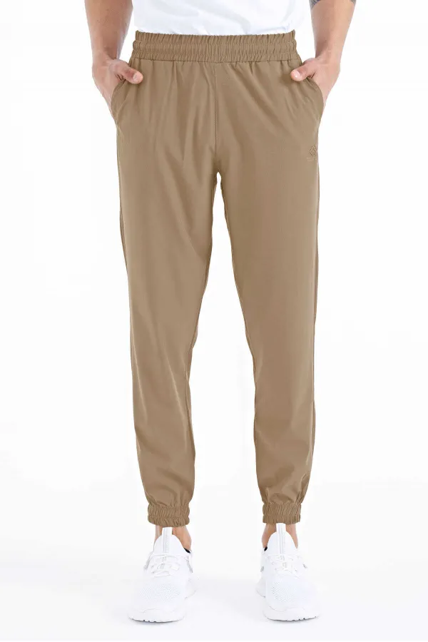 Tommylife Wholesale Beige Men's Basic Sweatpants with Pockets, Drawstring, Comfortable Fit, Elasticated Hem - 84826