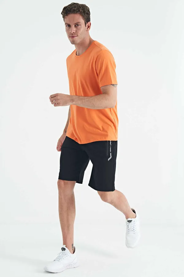 Tommylife Toptan O Yaka Standart Kalıp Basic Erkek T-Shirt 87911 Oranj