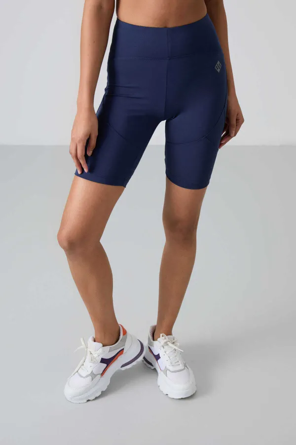 Tommylife Toptan Yüksek Bel Biker Kadın Tayt 91013 İndigo
