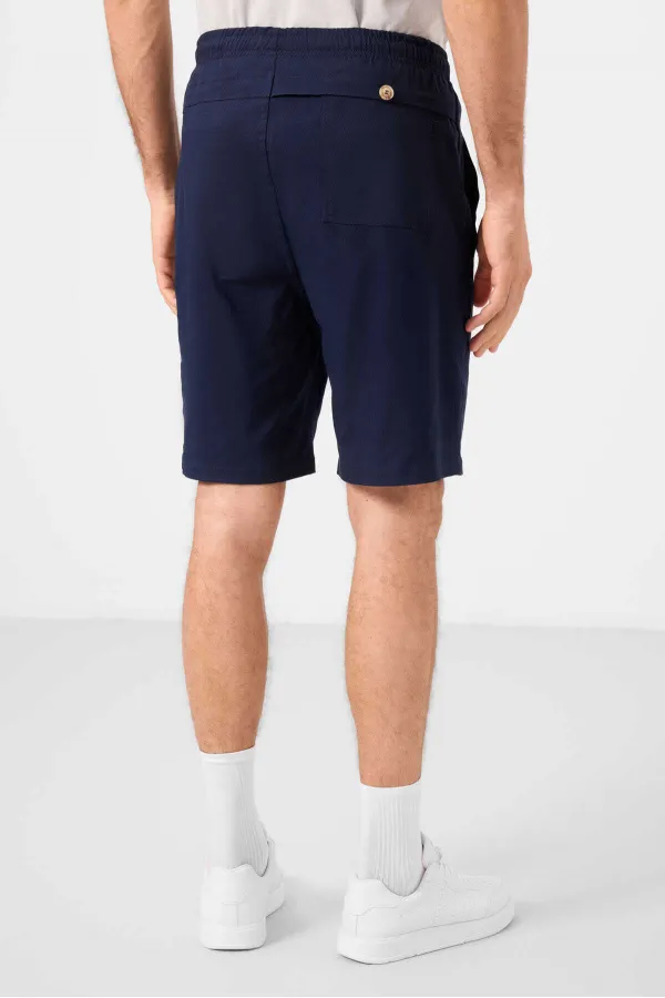 Short chino extensible léger, coupe standard, tissé, Tommylife Wholesale, bleu marine, référence 81292