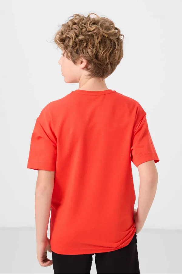 Tommylife Toptan Pamuklu Yumuşak Dokulu Oversize Fit Baskılı Erkek Çocuk T-Shirt 11285 Fiesta