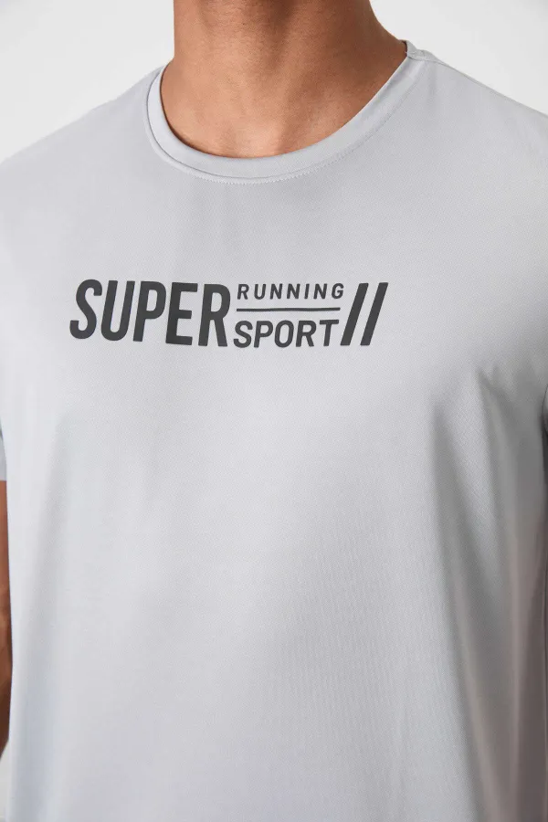 Tommylife Toptan O Yaka Standart Kalıp Aktif Spor Erkek T-Shirt 88385 Gri