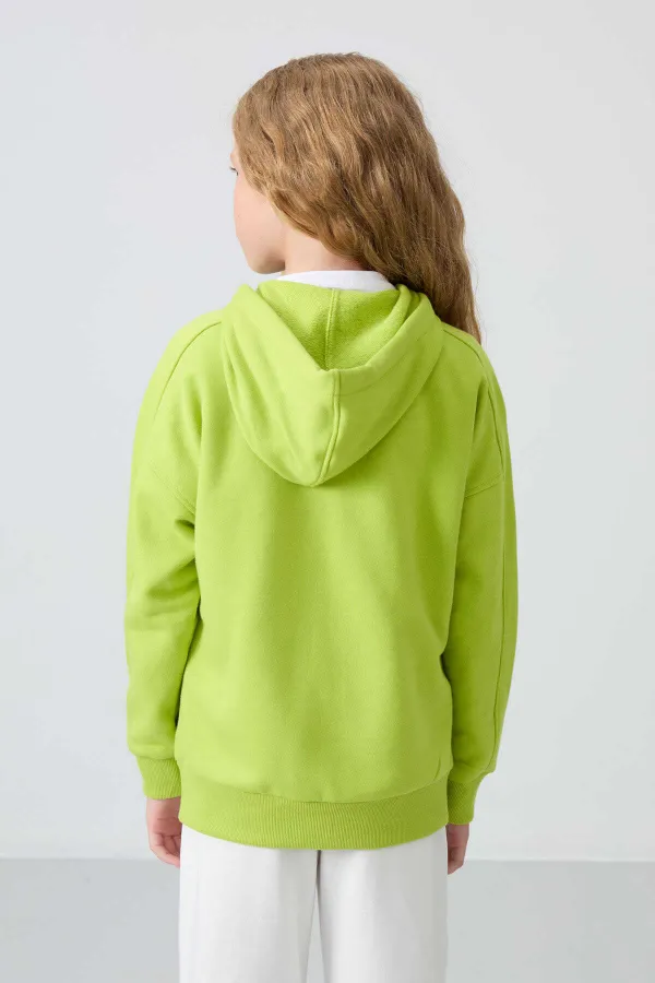 Sweat-shirt à capuche Tommylife pour filles de 7 à 15 ans, coupe standard, vert citron, référence 75149.