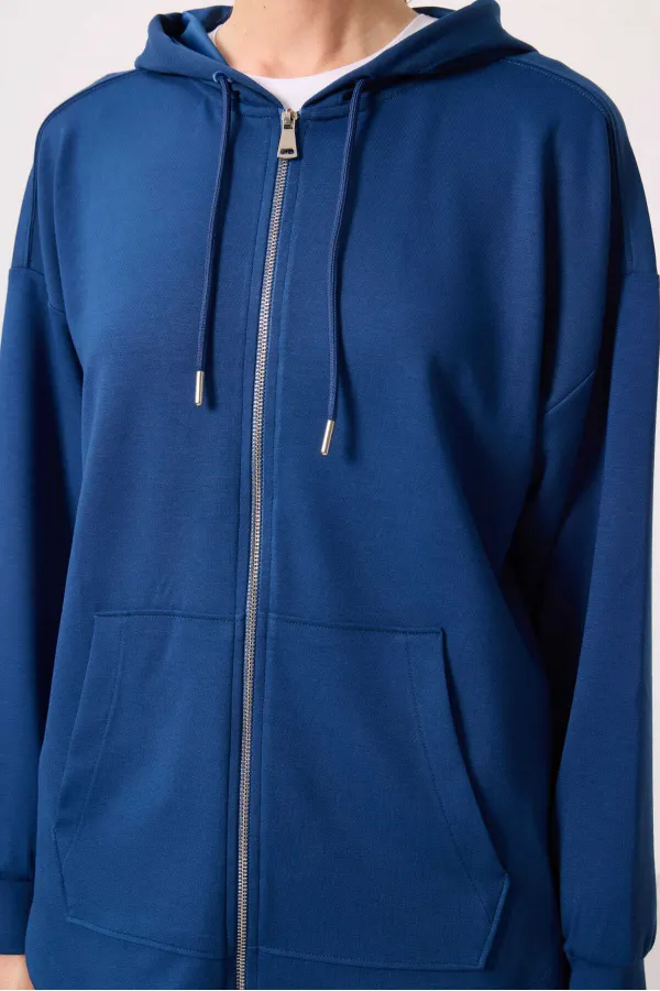 Sweat-shirt tunique oversize à capuche en tissu doux Tommylife Wholesale pour femme - 97302 Parliament