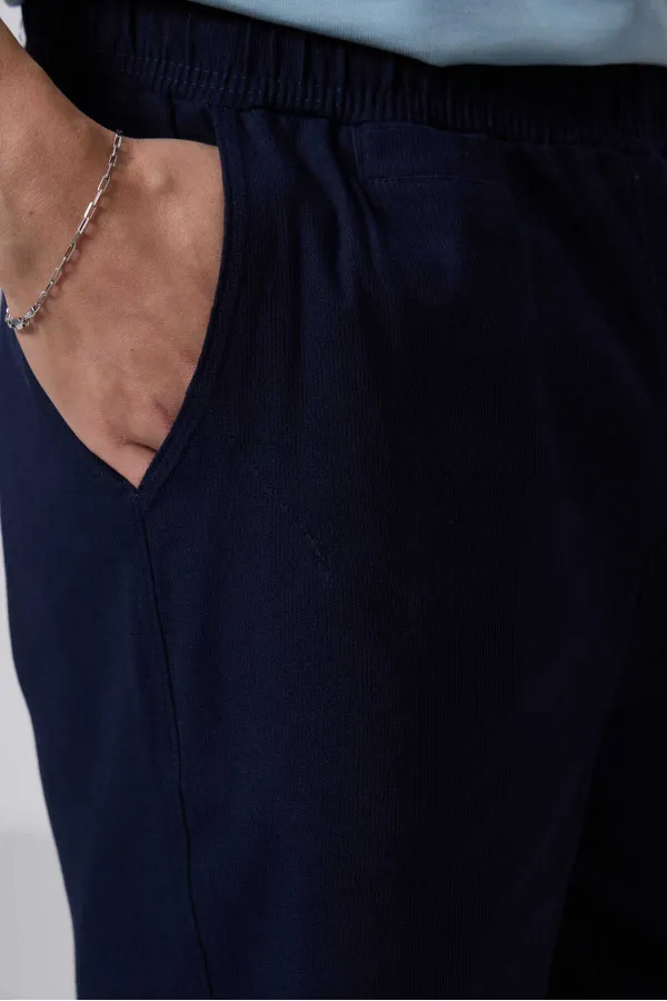 Short chino extensible léger, coupe standard, tissé, Tommylife Wholesale 81290 Bleu marine