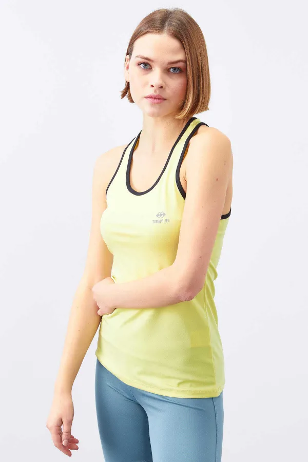 Débardeur de sport sans manches Tommylife Wholesale Lemon Crossbody pour femme, coupe standard - 97094