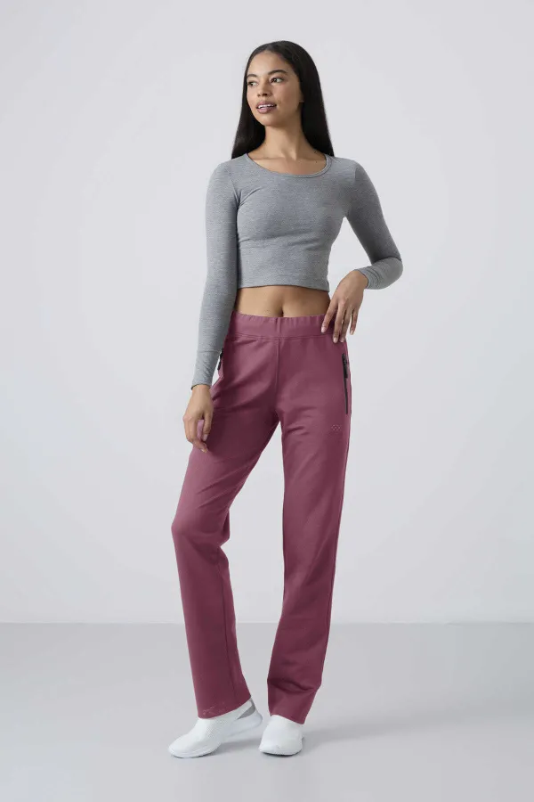 Pantalon de survêtement Tommylife Wholesale Soft Cherry pour femme, avec poches zippées, coupe confortable et jambes classiques - 94195