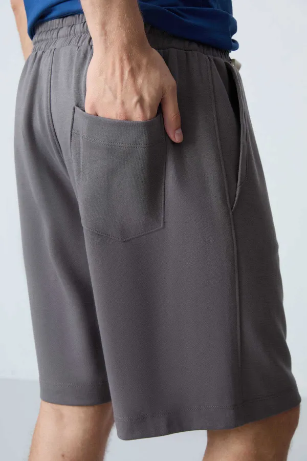 Tommylife Toptan Comfort Fit Basic Erkek Şort 81275 Koyu Gri