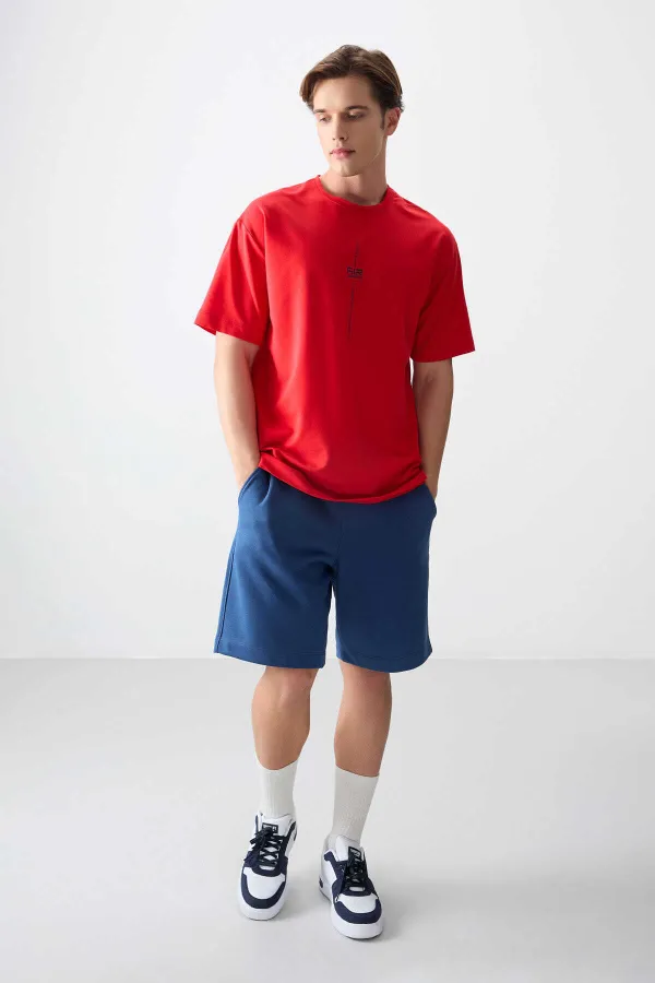 Tommylife Wholesale Crew Neck Oversize Printed Men's T-Shirt 88373 Fiesta