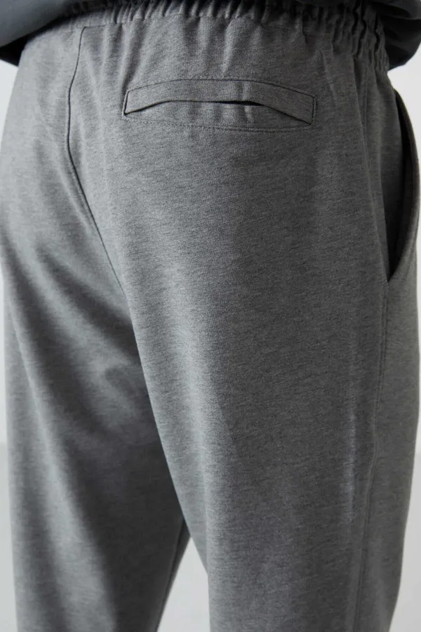 Tommylife Toptan Comfort Fit Nakışlı Erkek Jogger Eşofman Alt 82123 Gri Melanj