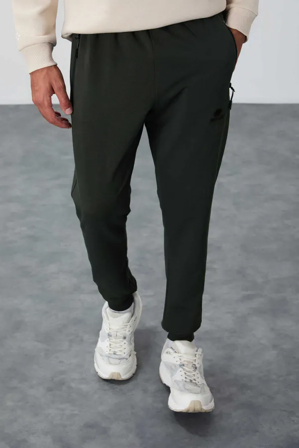 Tommylife Toptan Haki Fermuar Cepli Standart Kalıp Jogger Erkek Eşofman Alt - 84651