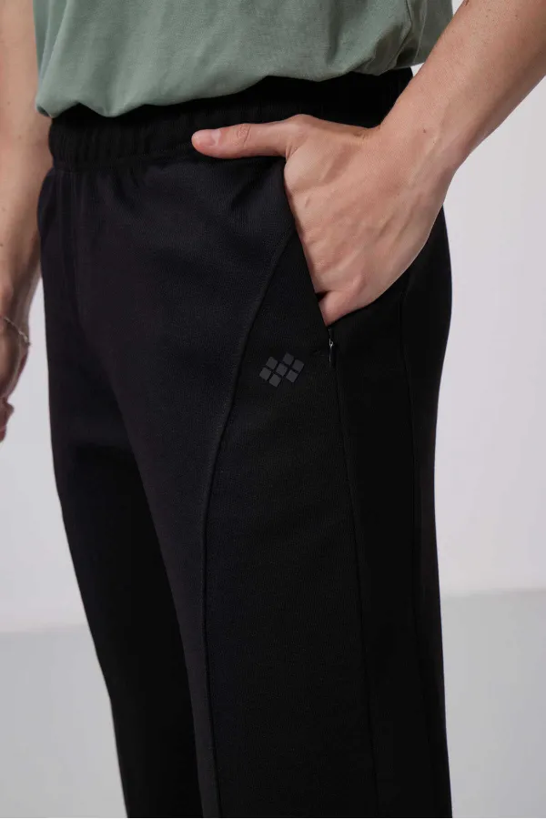 Pantalon Palazzo texturé coupe standard pour homme Tommylife en gros 82171 Noir