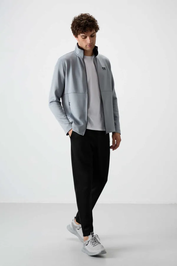 Tommylife Toptan Bran Standart Kalıp Scuba Basic Erkek Eşofman Takım 85199 Gri - Siyah