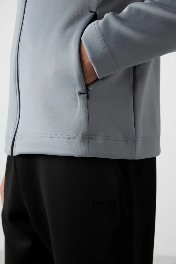 Tommylife Toptan Bran Standart Kalıp Scuba Basic Erkek Eşofman Takım 85199 Gri - Siyah