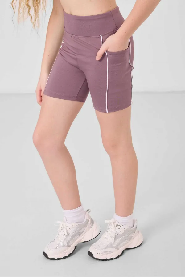 Tommylife Toptan Esnek Standart Fit Basic Performans Kız Çocuk Tayt 75189 Gül Kurusu