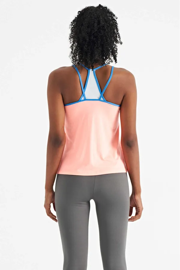 Débardeur de sport pour femme Tommylife, rose pâle, dos à double bretelle, coupe standard - 97258