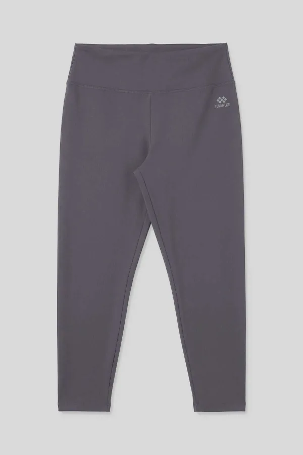 Tommylife Toptan Koyu Gri Yüksek Bel Toparlayıcı Battal Büyük Beden Kadın Tayt - 94650