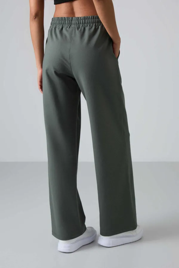 Tommylife Wholesale Comfortable Fit Wide Leg Women's Sweatpants 94567 Khaki