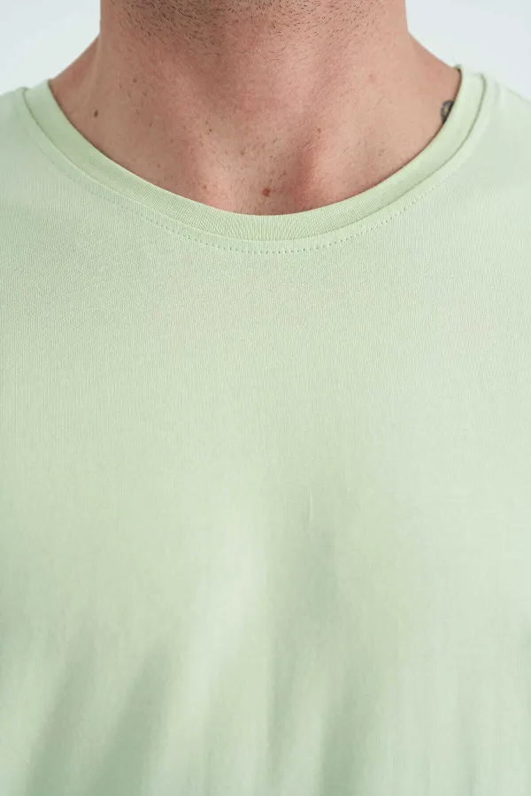 T-shirt basique Tommylife pour homme, col rond, coupe standard, vert clair, référence 87911.