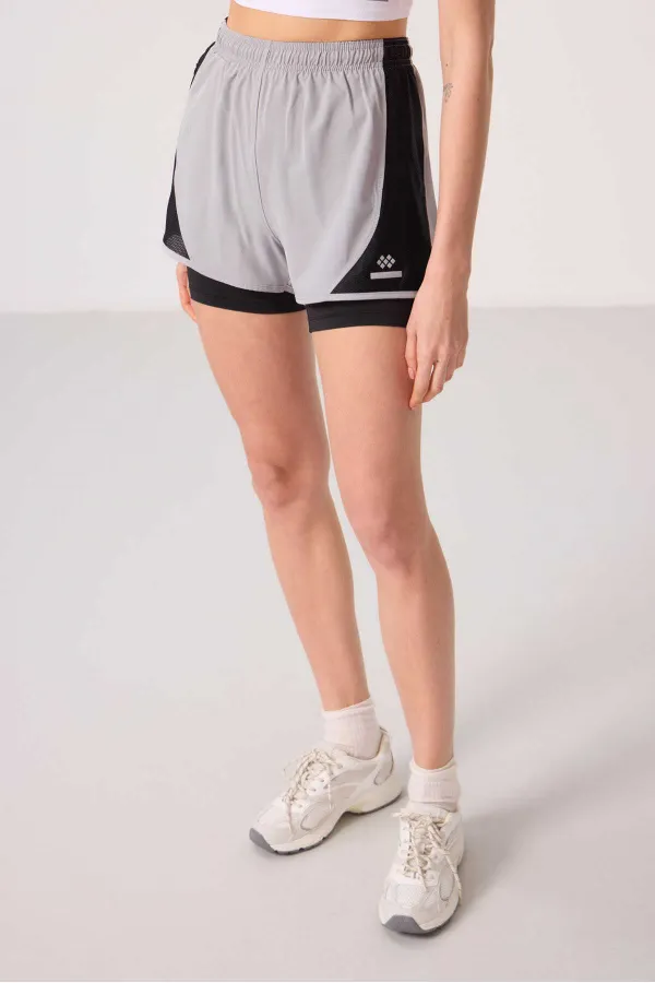 Short Tommylife en polyester, coupe standard, poche cachée, fermeture éclair, avec legging intégré - 91015 Pierre