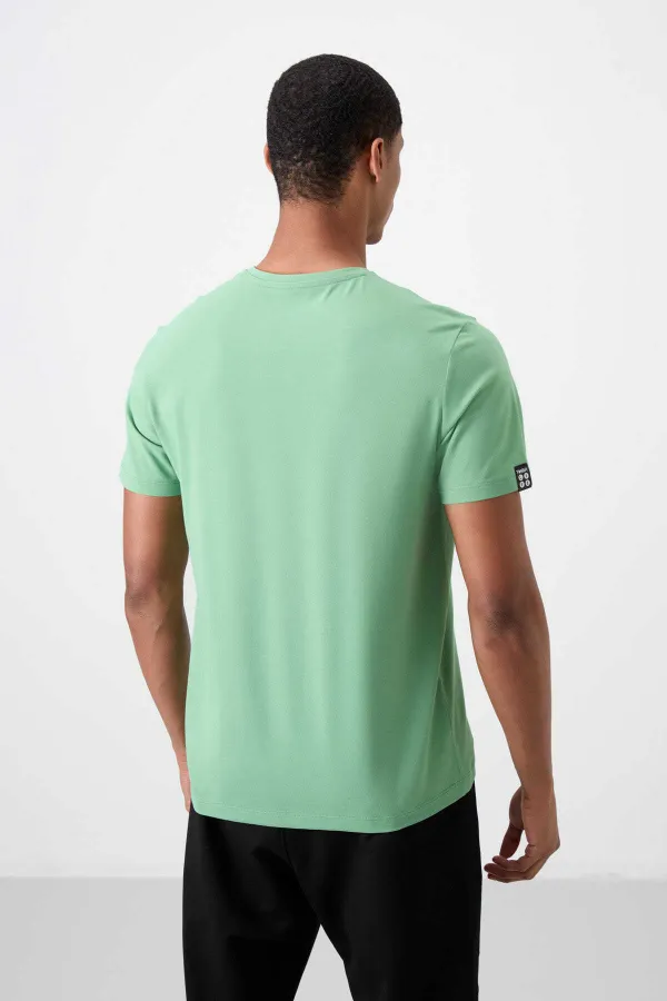 T-shirt basique Tommylife pour homme, col en V, coupe standard, vert pastel, référence 87912.
