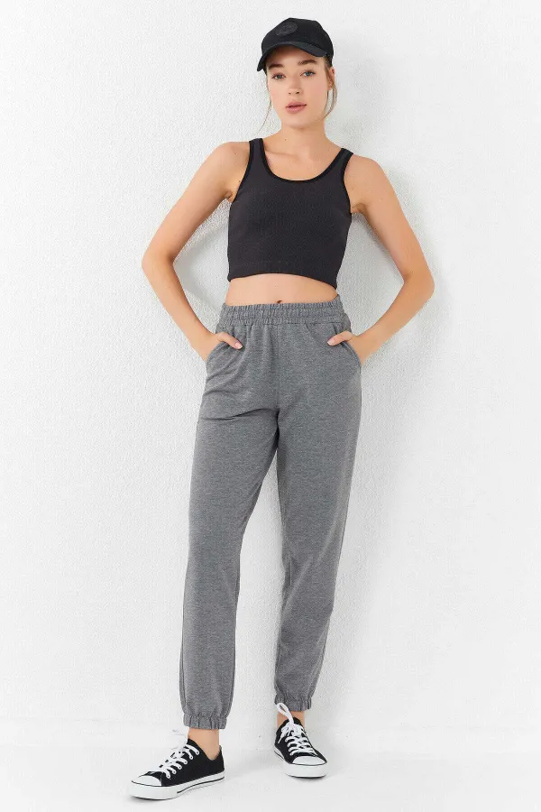 Tommylife Wholesale Smoked Basic Sleeveless Slim Fit U-Neck Women's Crop Top Tank Top - 97160