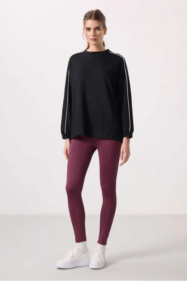 Tommylife Toptan Polyester Esnek Standart Fit Performans Kadın Tayt - 94667 Bordo