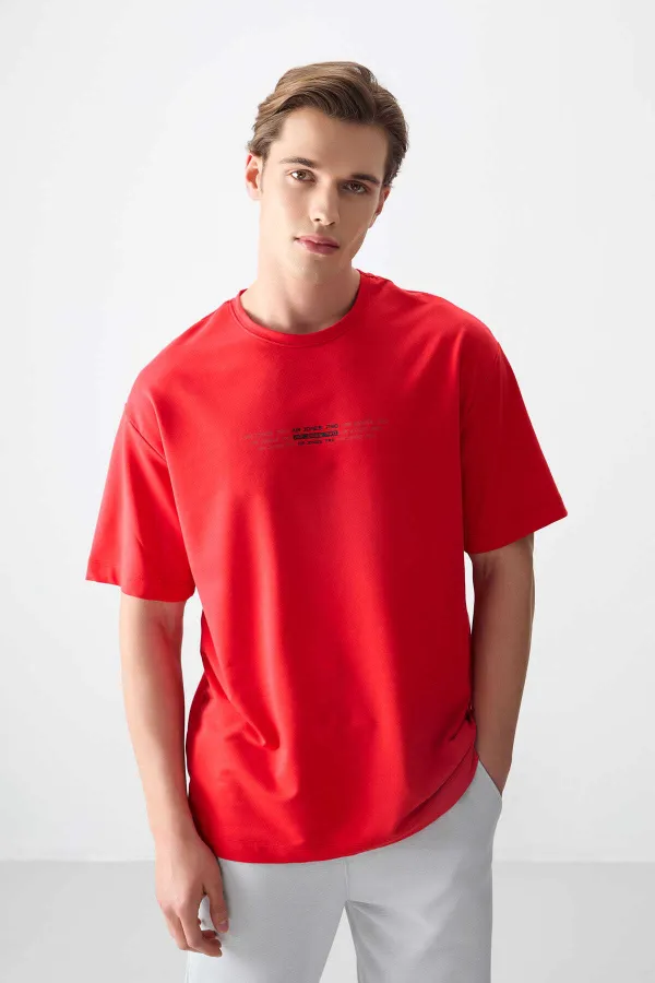 Tommylife Wholesale Crew Neck Oversize Printed Men's T-Shirt 88374 Fiesta