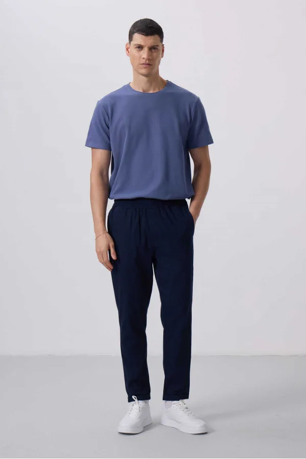 Tommylife Toptan Standart Fit Dokuma Hafif Esnek Chino Pantolon 82175 Lacivert
