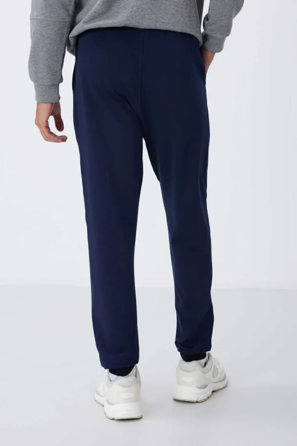 Tommylife Toptan İndigo Klasik Cepli Standart Kalıp Manşetli Erkek Eşofman Alt - 84652