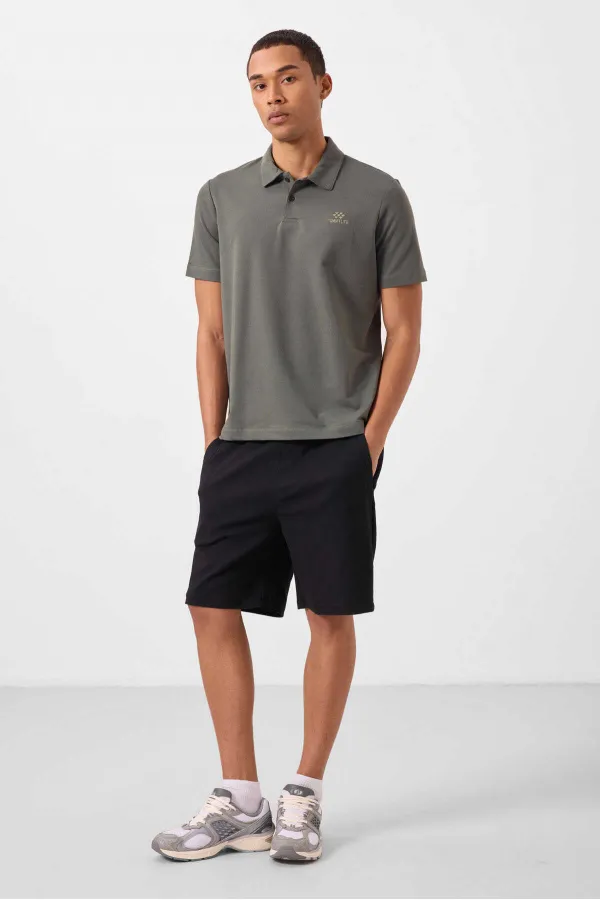 Short chino extensible léger, coupe standard, tissé, Tommylife Wholesale, noir, référence 81292