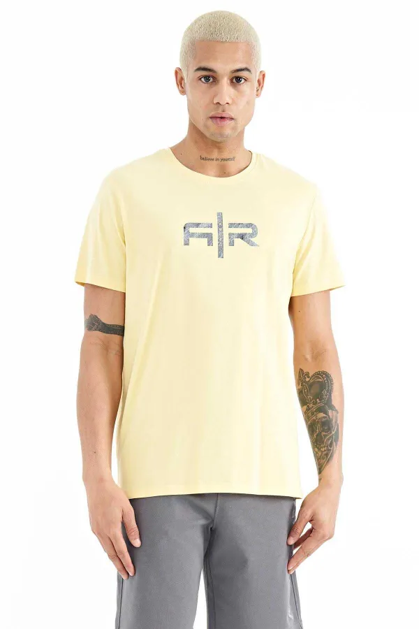Tommylife Wholesale Boris Crew Neck Standard Fit Printed Men's T-Shirt 88206 Yellow