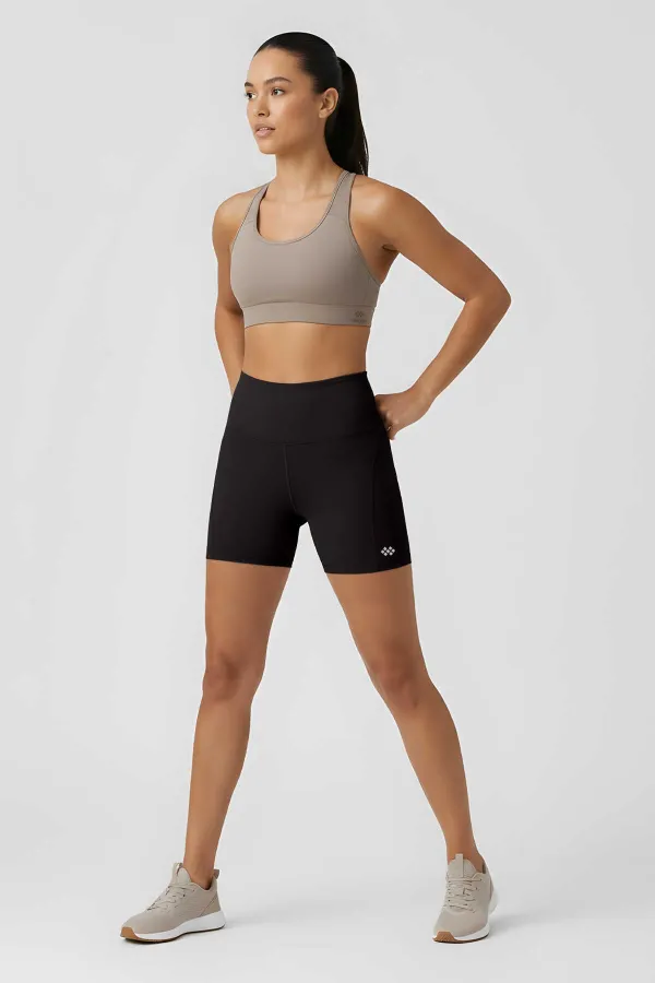 Leggings courts motardes noirs taille haute et coupe slim pour femmes Tommlife Wholesale - 91017