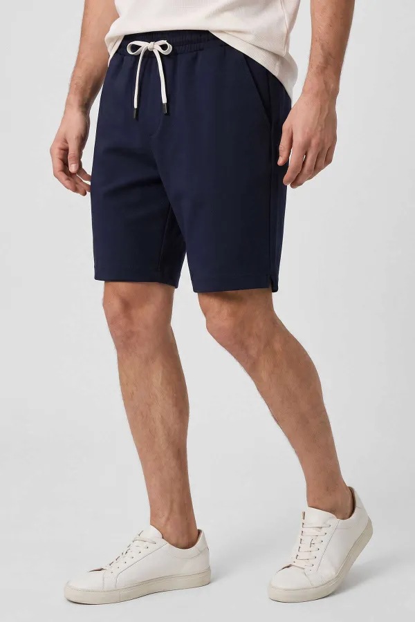 Short basique Tommylife pour homme, coupe standard, bleu marine, avec poches arrière - 88314