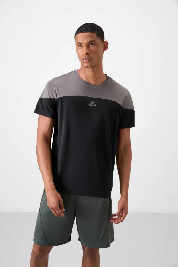 Tommylife Toptan O Yaka Standart Kalıp Aktif Spor Erkek T-Shirt 88386 Siyah