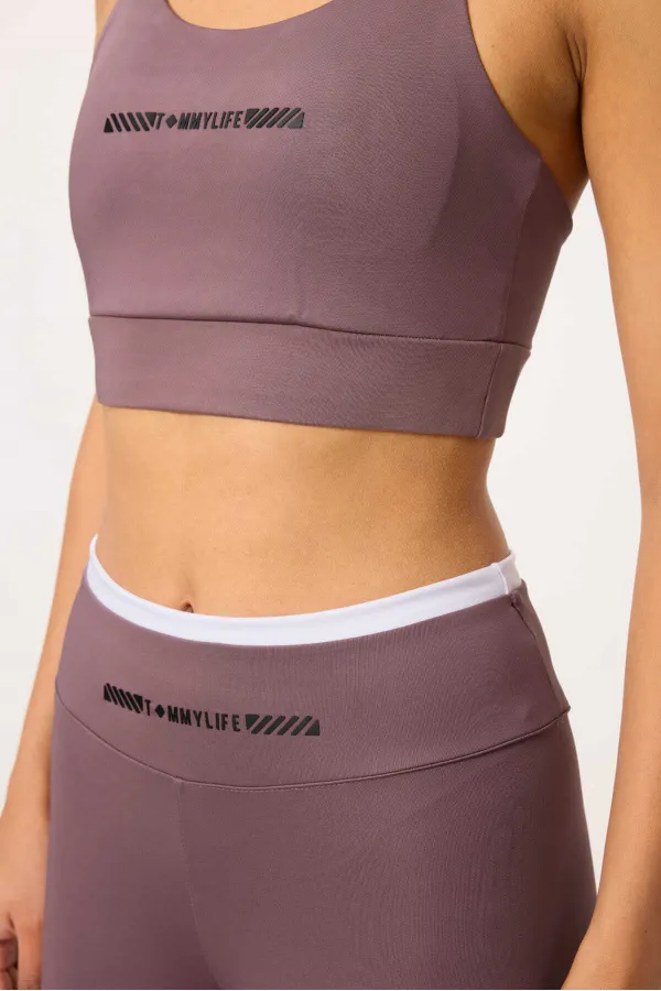 Tommylife Wholesale High Waist Slim Fit Women's Bustier and Leggings Set 95333 Rose Pink