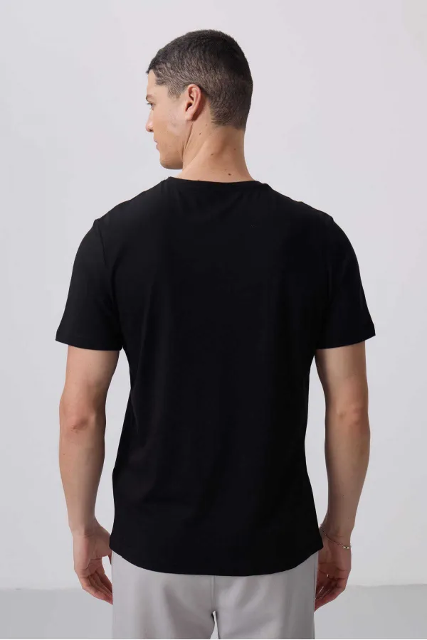 Tommylife Toptan O Yaka Standart Kalıp Basic Erkek T-Shirt 87911 Siyah