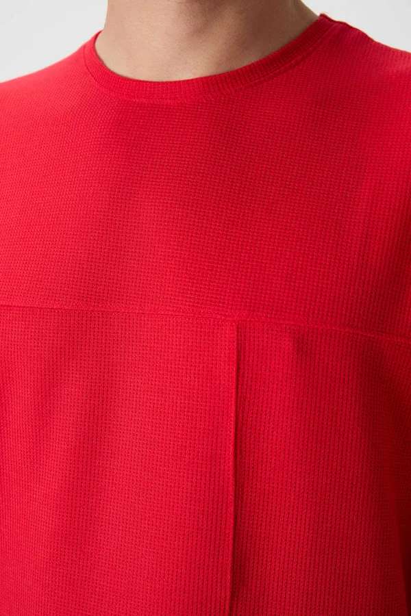 Tommylife Toptan O Yaka Oversize Basic Erkek T-Shirt 88380 Kırmızı