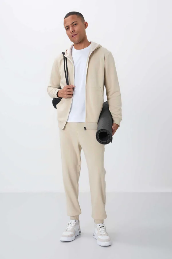 Tommylife Toptan Rahat Kalıp Basic Erkek Eşofman Takım 85262 Bej