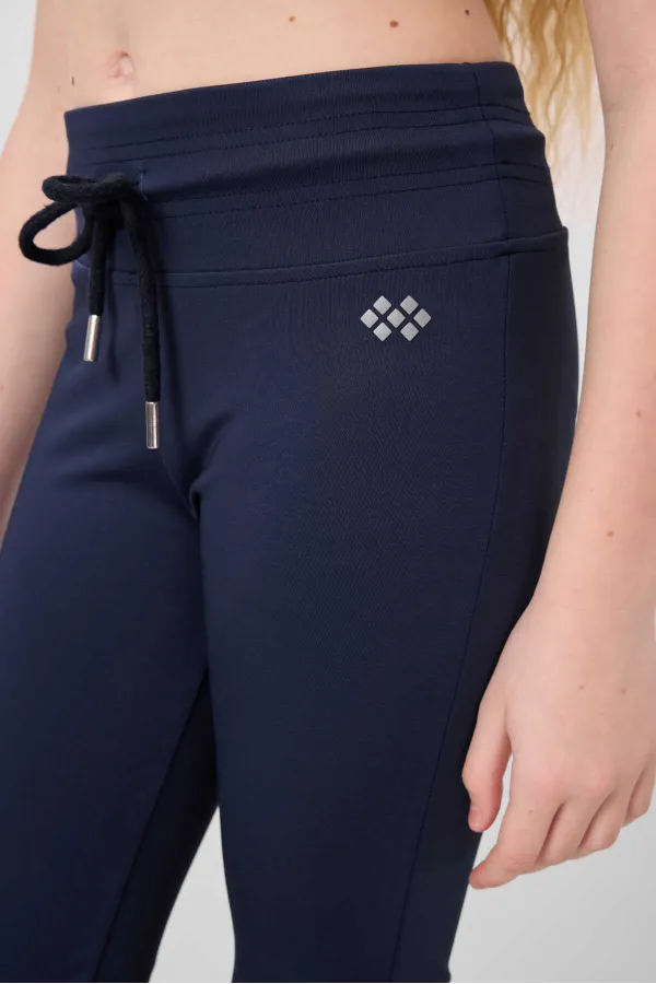 Tommylife Toptan Esnek Standart Fit Basic Performans İspanyol Paça Kız Çocuk Tayt 75193 İndigo