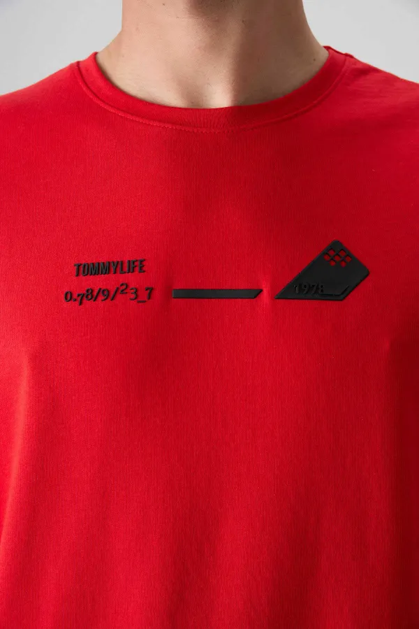 Tommylife Toptan O Yaka Oversize Baskılı Erkek T-Shirt 88330 Fiesta