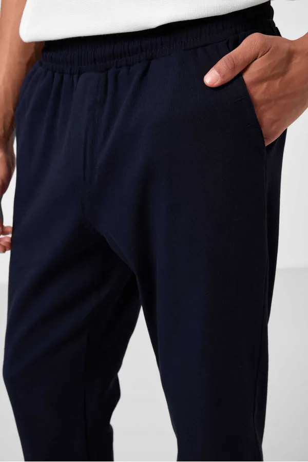 Pantalon chino extensible léger, coupe standard, tissé, Tommylife Wholesale, bleu marine, référence 82176