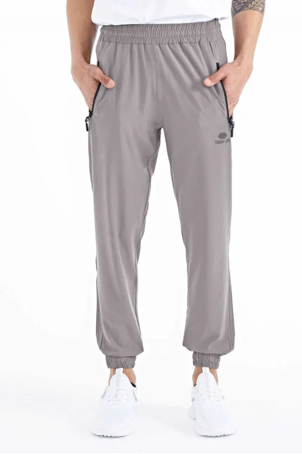 Pantalon de survêtement basique pour homme Tommylife Wholesale avec poches, cordon de serrage, coupe confortable et ourlet élastiqué - 84826