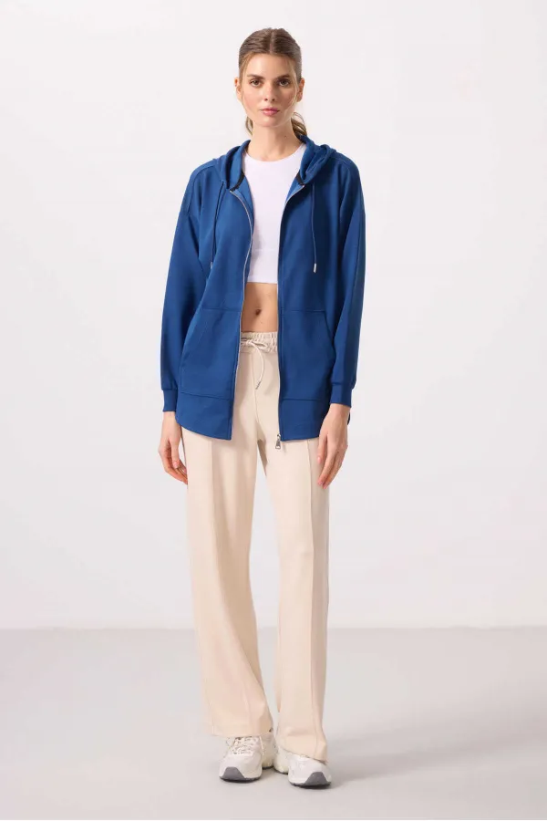 Sweat-shirt tunique oversize à capuche en tissu doux Tommylife Wholesale pour femme - 97302 Parliament